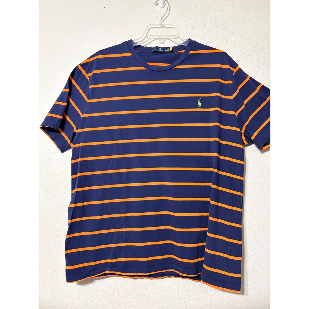 Polo Ralph Lauren Mens 3XLT Navy Blue Orange Striped Short Sleeve T-Shirt